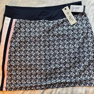 Original Penguin Black & White Geometric Mini Skort with Pink Stripe